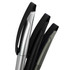 Three plastic pens in silver and black, featuring smooth designs and clips for easy attachment.