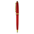 A red plastic pen with gold accents and a clip. Features a logo on the body.