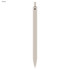 A white plastic pen with a sleek design and a subtle logo on the body.