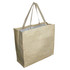 A large beige paper bag with gusset and two handles, featuring a simple design.