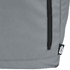 A grey roll-top backpack featuring a zippered pocket and a small brand logo.