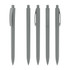 A collection of grey plastic pens featuring a sleek high-gloss finish and clip design. The image includes multiple angles.