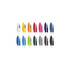 A collection of plastic pens in various colours, featuring a sleek design and a silver clip. Each pen has a logo.
