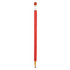 A round mechanical pencil in vibrant red with a black tip and a white branding section.
