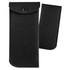 A black felt pouch with a snap closure and a removable insert, featuring a simplistic design.