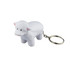 A white sheep-shaped key ring with a silver keychain, made from a stress-relieving material.