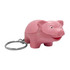 A pink pig-shaped key ring with a shiny metal keychain attachment, featuring a cheerful expression.