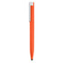 An orange stylus pen with a white clip, featuring a sleek and modern design.