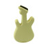 A yellow stress guitar shaped like an electric guitar with a textured neck for gripping. Contains a logo.