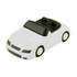 A white stress sports car featuring a black interior and four wheels. The product includes a simple logo on the side.