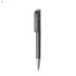A plastic pen with a grey barrel and a translucent grey cap, featuring a silver clip and nib.