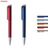 Two metallic pens in red and blue, alongside additional pens in various colours, all with clip designs.