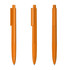 Three plastic pens in a high gloss finish, featuring a vibrant orange colour and clip design.