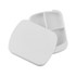 A white pill box with a hinged lid, featuring divided sections for organising medications. Includes a logo.