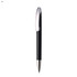 A black plastic pen with a shiny silver clip and tip. The pen has a sleek, modern design and features a logo.