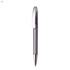 A plastic pen in a transparent grey body with a silver clip, featuring a logo on the barrel.