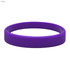 A purple silicone wristband with a smooth finish, featuring a branding logo.