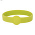 A yellow silicone wristband featuring a round section, designed for custom branding.