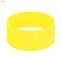 A yellow silicone wristband with a smooth surface and a simple design, featuring a logo.