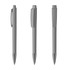 A set of three grey metal pens with high gloss finishes and a branded design.