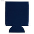 A navy blue neoprene stubby cooler with a logo, designed to hold drink bottles.