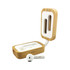 Bamboo wireless earbuds with a white charging case, featuring a brand logo and a natural wood finish.