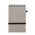 A6 notebook made from recycled wheat straw, featuring a black elastic band and a spiral binding.