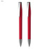 A red pen gift set featuring two sleek plastic pens with chrome clips and silver accents.