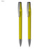 A set of two yellow pens with silver accents, featuring a sleek design and a clip.