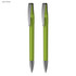 A set of two light green pens with silver clips, featuring a smooth, transparent design and pointed tips.