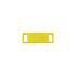 A bright yellow shoelace charm with two rectangular openings, featuring a simple design.