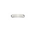 A silver shoelace charm with a curved design and two openings at either end.