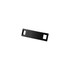 A black rectangular shoelace charm with two cut-out holes on each end for attachment.