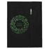 A5 RPET folio notebook in black featuring a green circular design and a logo on the side.