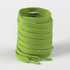 A stack of bright green shoelaces, tightly coiled, with pointed ends for easy threading.