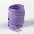 A bundle of purple shoelaces neatly coiled, featuring a textured finish. The product includes a logo on the packaging.