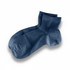 A pair of blue Breathe Fit Socks with a ribbed design, featuring a logo on one side.