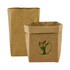 A kraft paper storage bag in brown with a green logo, featuring a foldable design and square shape.