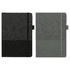 A5 thermo notebook with a recycled paper cover, featuring a black and grey design, and an elastic band closure.