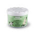 A round, white container of jasmine air freshener with a floral design and a branding logo.