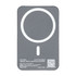 A grey power bank with a semi-solid state battery, featuring a circular logo and a QR code.