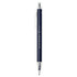 A navy blue recycled aluminium ballpoint pen with a silver clip and a branding logo.