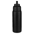 A drink bottle in matte black, featuring a lid and a logo on the body. Suitable for keeping beverages hot or cold.