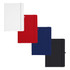 A collection of four A5 journals in white, red, navy, and black, featuring a logo on the cover.