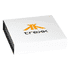 A white box with an orange logo, designed for the Trekk Survival Multi-Tool, featuring a sleek, minimalist look.
