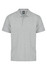 A light grey polo shirt featuring a collar and three buttons, with a logo on the label.