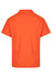 An orange polo shirt with a simple design, featuring a collar and short sleeves. It has a logo on the back.