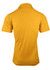 A yellow polo shirt with a classic collar and short sleeves, featuring a logo on the back.