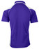 A purple polo shirt featuring a contrasting design, with a branded logo on the back.