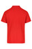 A red polo shirt featuring a collar and short sleeves, with a logo on the front.